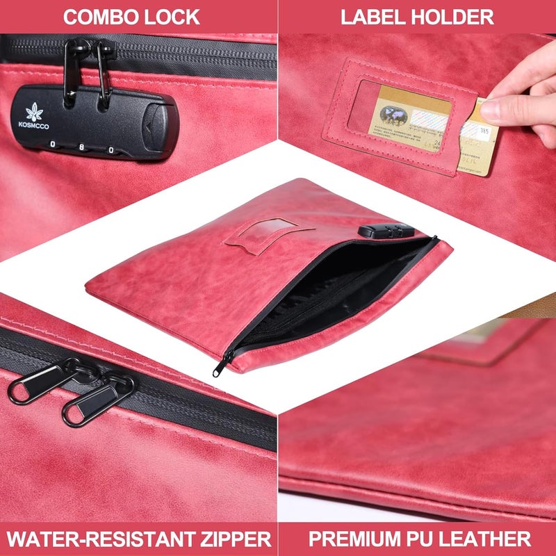 KOSMCCO Notary Bag with Lock, 13.6 x 10 Inches Heavy Duty Notary Supply Bag for All Notary Journal, Stamp, Embosser, Ink Pad and Valuables Storage Bag (Ruby Red, L) - Image 2